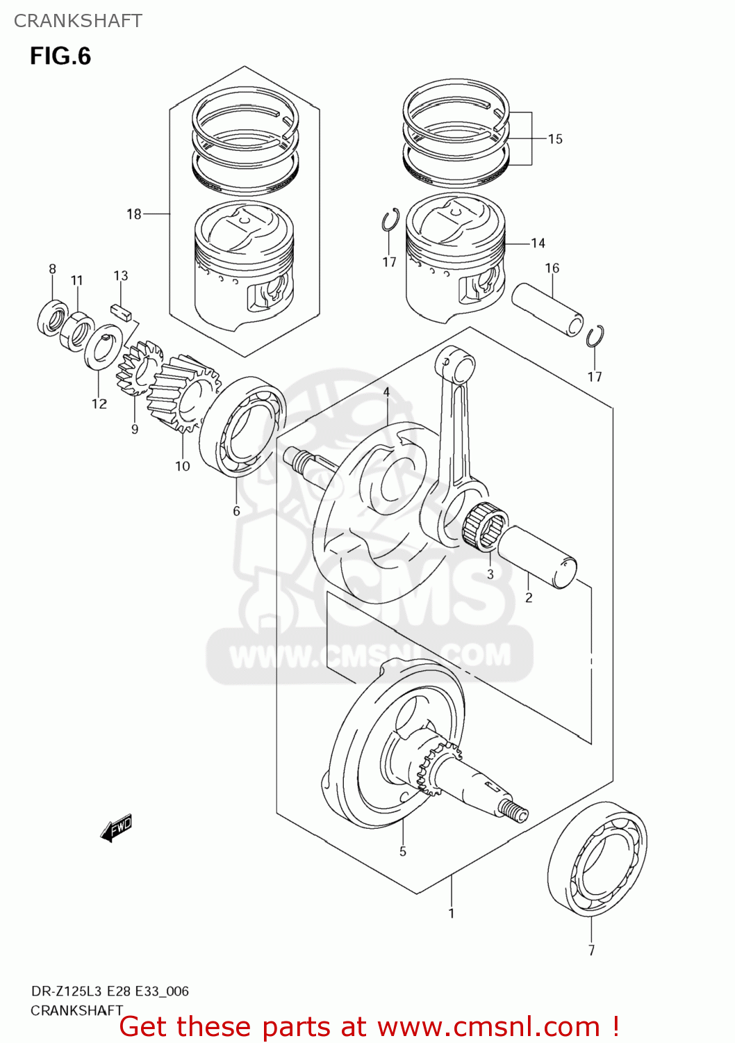 CRANKSHAFT DR-Z125L 2013 (L3) USA (E03) DRZ125L DR Z125L
