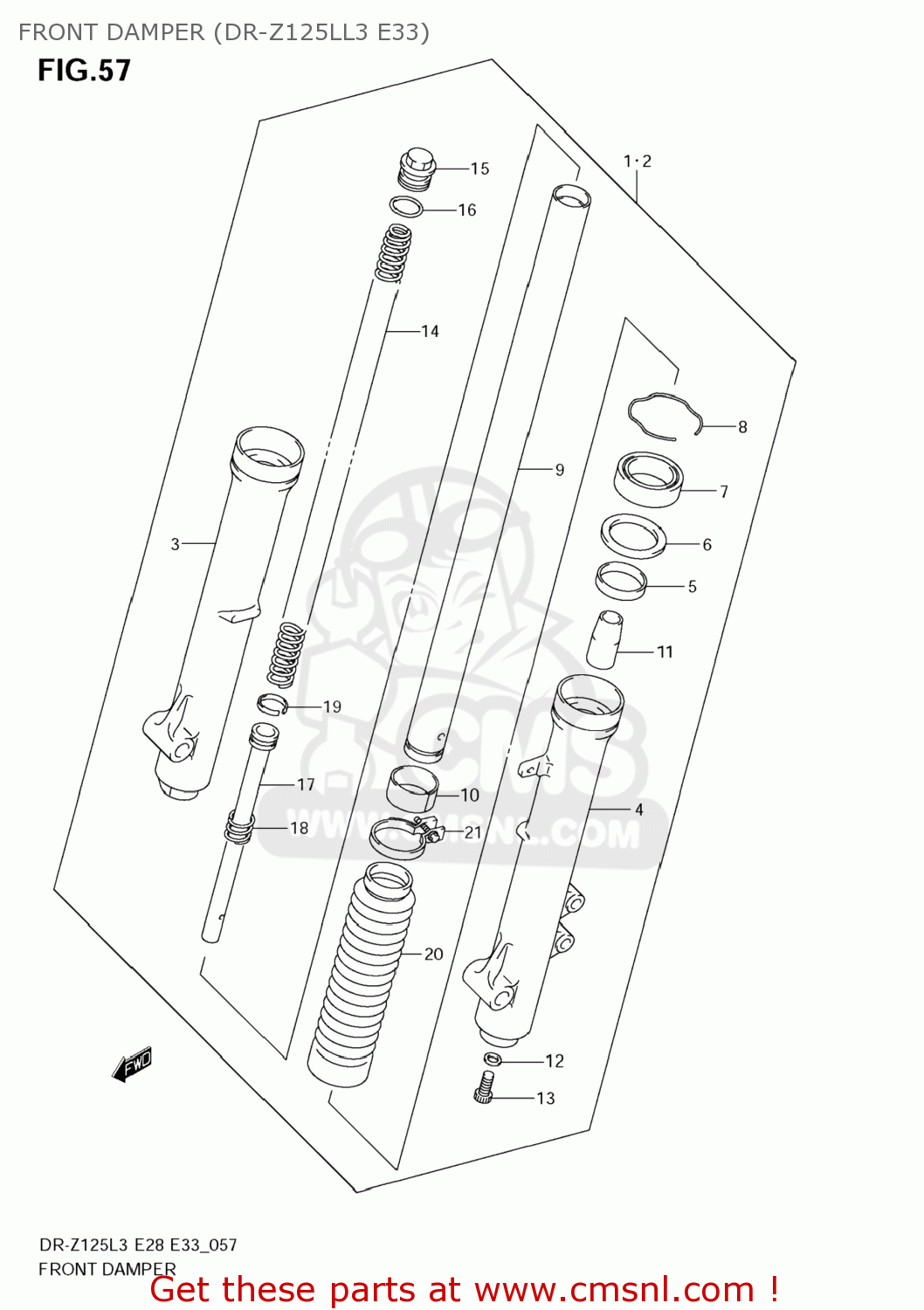 FRONT DAMPER (DR-Z125LL3 E33) DR-Z125L 2013 (L3) USA (E03) DRZ125L DR Z125L