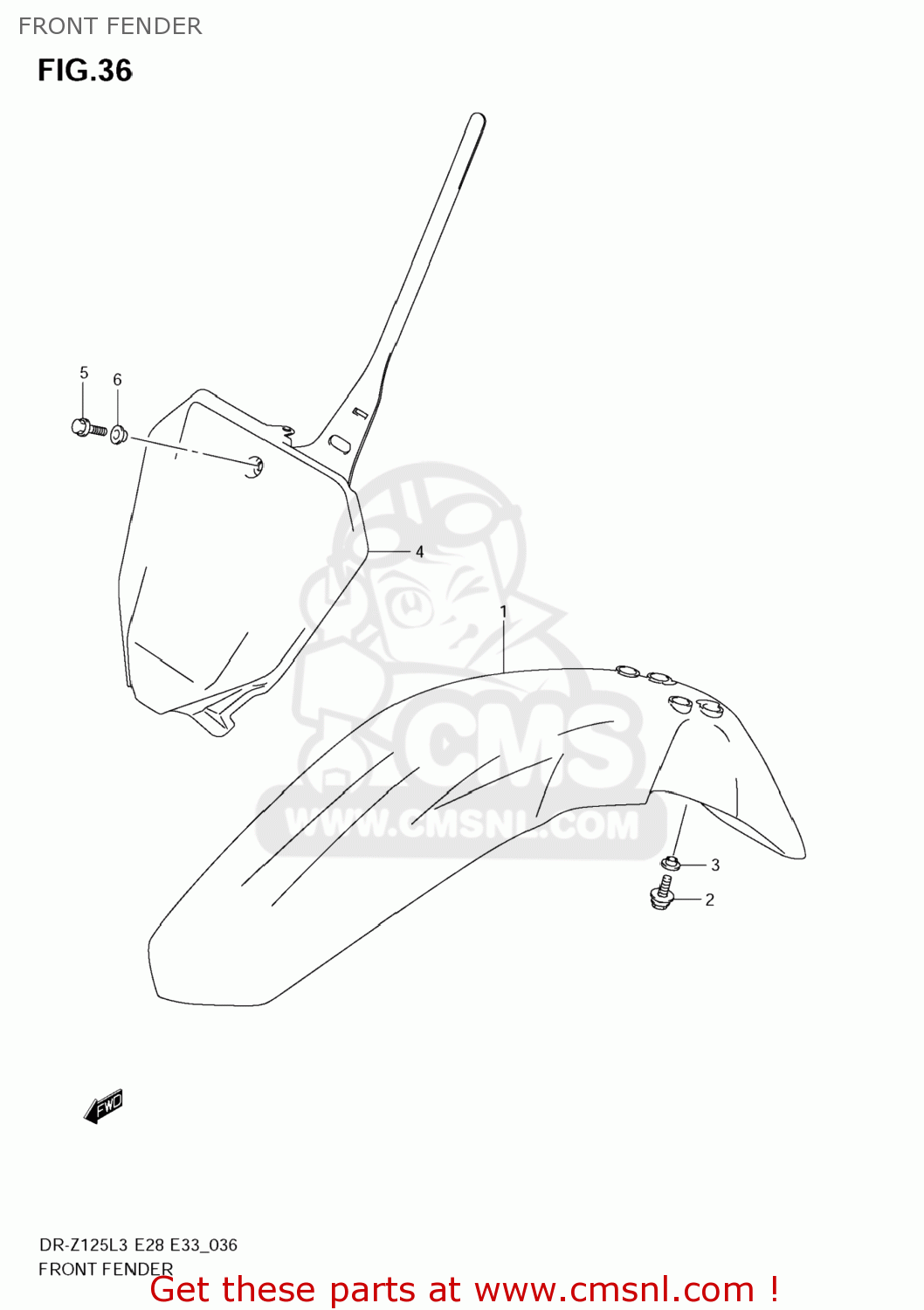 FRONT FENDER DR-Z125L 2013 (L3) USA (E03) DRZ125L DR Z125L