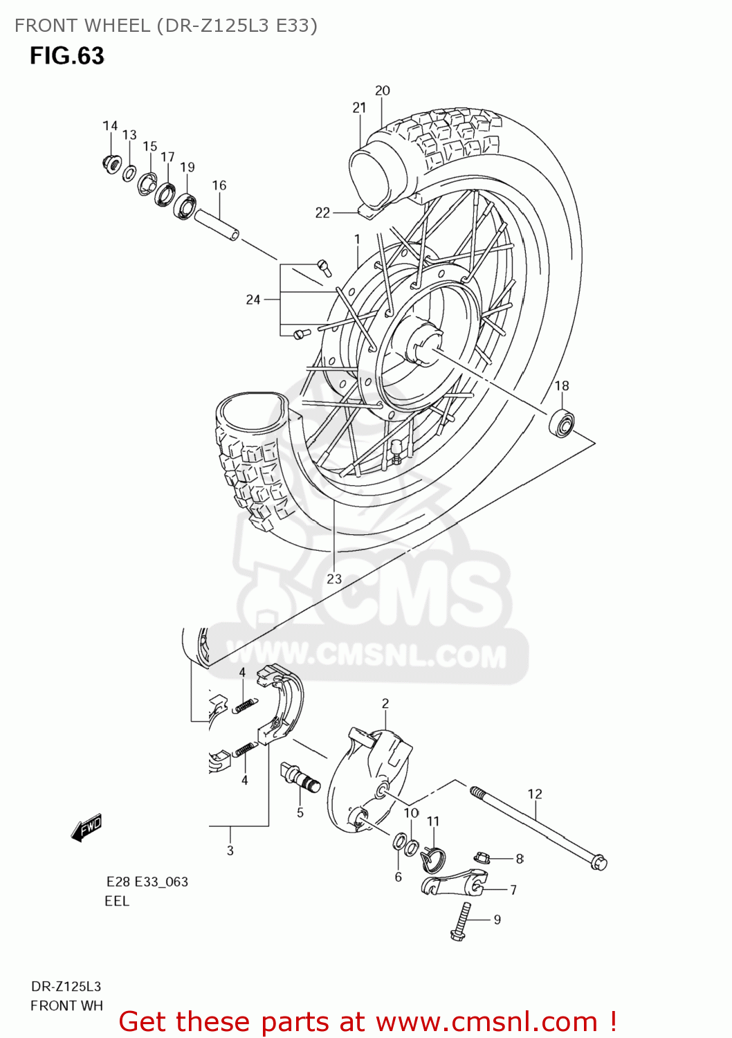FRONT WHEEL (DR-Z125L3 E33) DR-Z125L 2013 (L3) USA (E03) DRZ125L DR Z125L