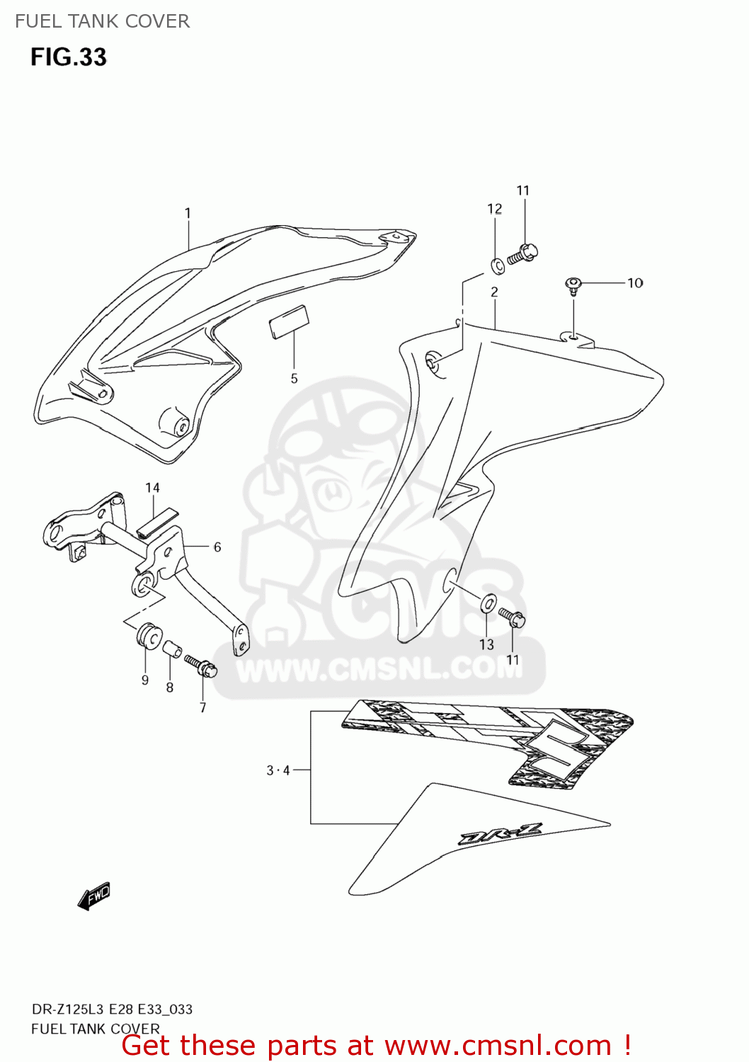 FUEL TANK COVER DR-Z125L 2013 (L3) USA (E03) DRZ125L DR Z125L