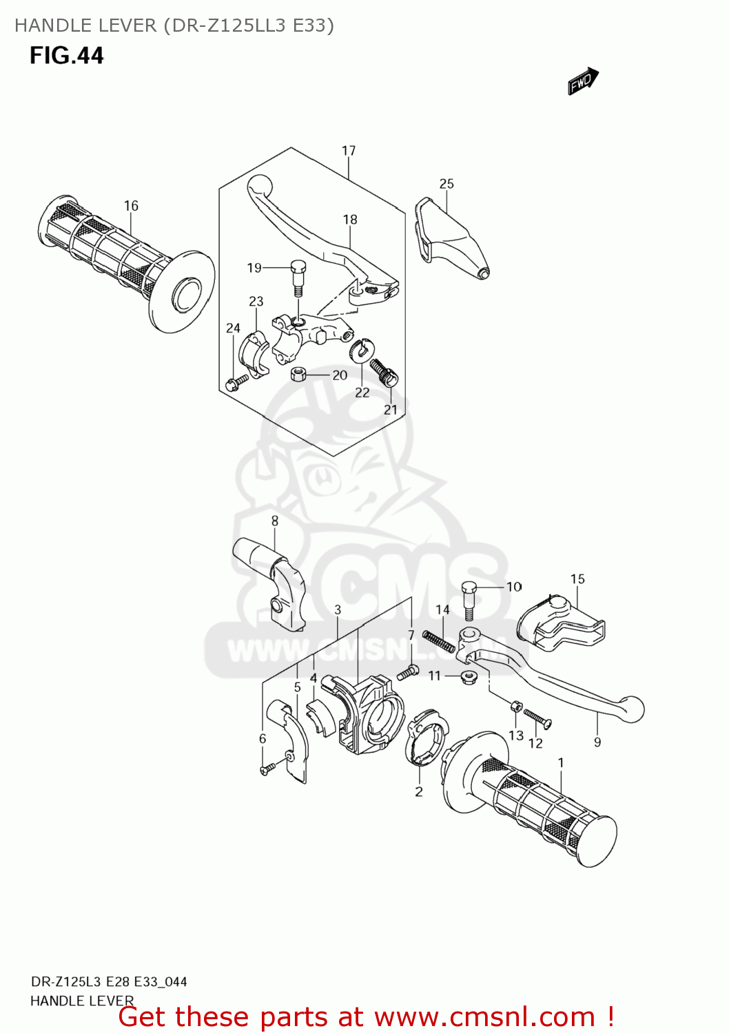 HANDLE LEVER (DR-Z125LL3 E33) DR-Z125L 2013 (L3) USA (E03) DRZ125L DR Z125L