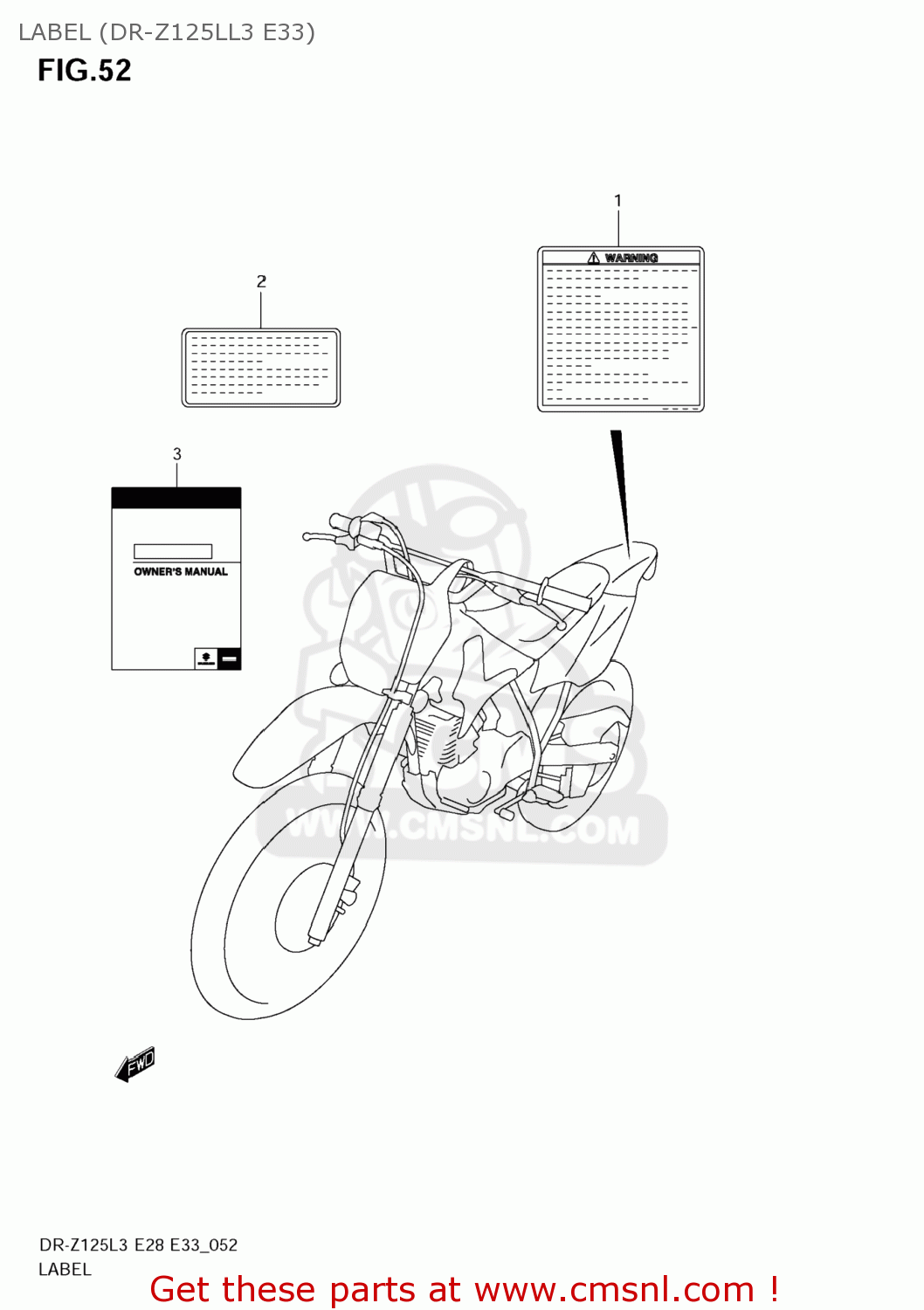 LABEL (DR-Z125LL3 E33) DR-Z125L 2013 (L3) USA (E03) DRZ125L DR Z125L