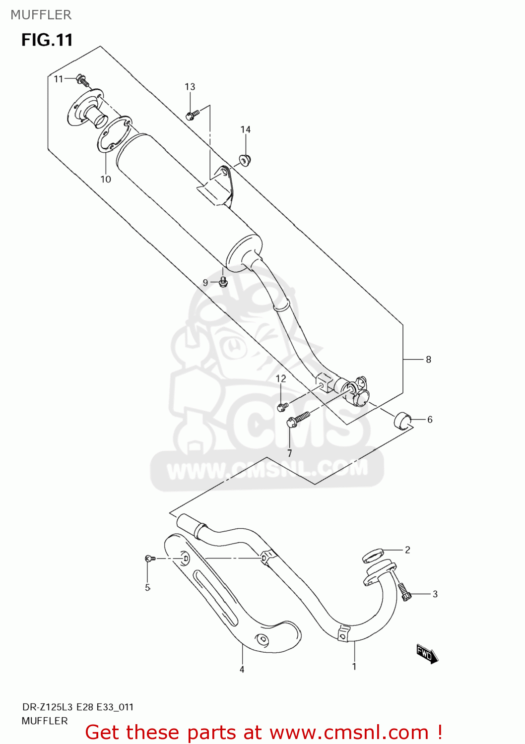 MUFFLER DR-Z125L 2013 (L3) USA (E03) DRZ125L DR Z125L