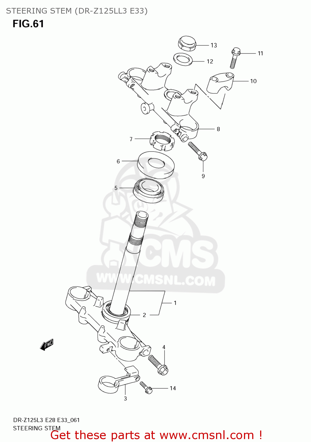 STEERING STEM (DR-Z125LL3 E33) DR-Z125L 2013 (L3) USA (E03) DRZ125L DR Z125L