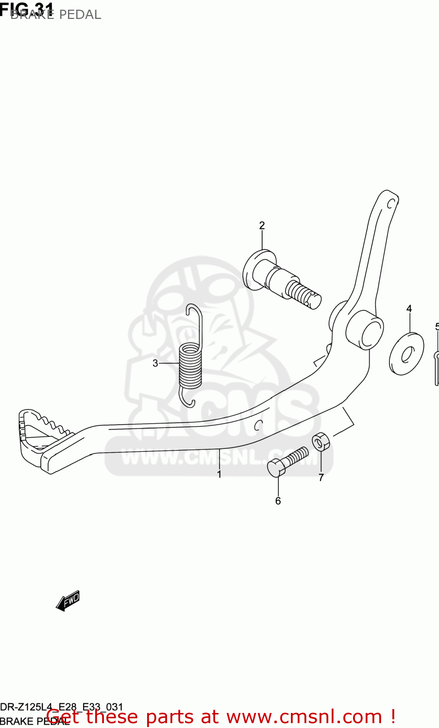 BRAKE PEDAL DR-Z125L 2014 (L4) USA (E03) DRZ125L DR Z125L