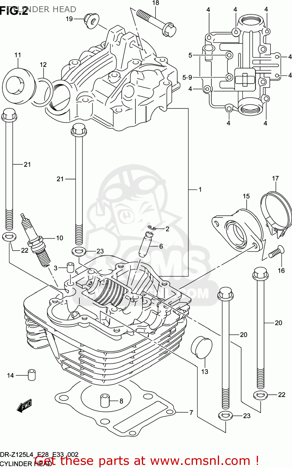 CYLINDER HEAD DR-Z125L 2014 (L4) USA (E03) DRZ125L DR Z125L