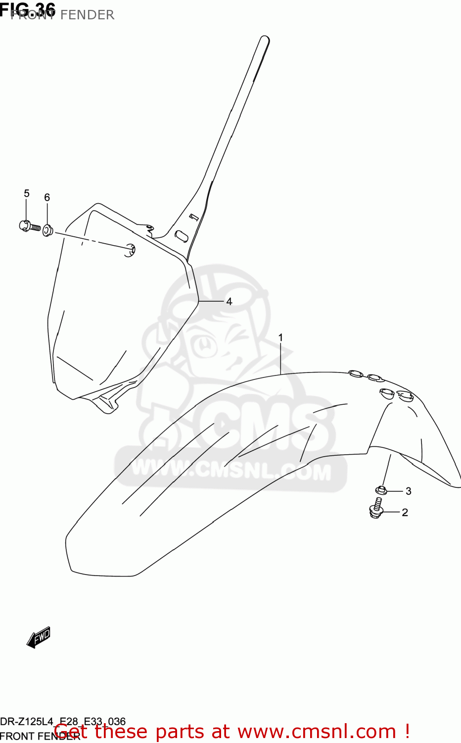 FRONT FENDER DR-Z125L 2014 (L4) USA (E03) DRZ125L DR Z125L