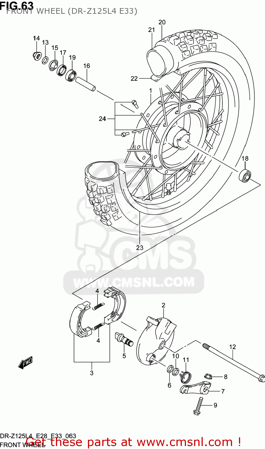 FRONT WHEEL (DR-Z125L4 E33) DR-Z125L 2014 (L4) USA (E03) DRZ125L DR Z125L