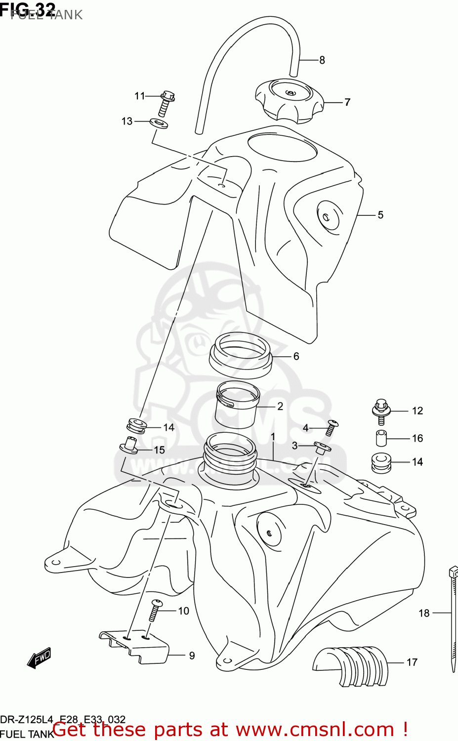 FUEL TANK DR-Z125L 2014 (L4) USA (E03) DRZ125L DR Z125L