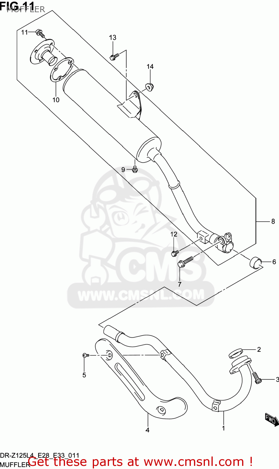 MUFFLER DR-Z125L 2014 (L4) USA (E03) DRZ125L DR Z125L