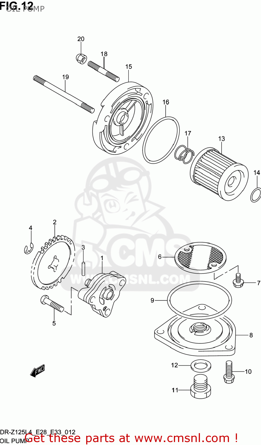 OIL PUMP DR-Z125L 2014 (L4) USA (E03) DRZ125L DR Z125L