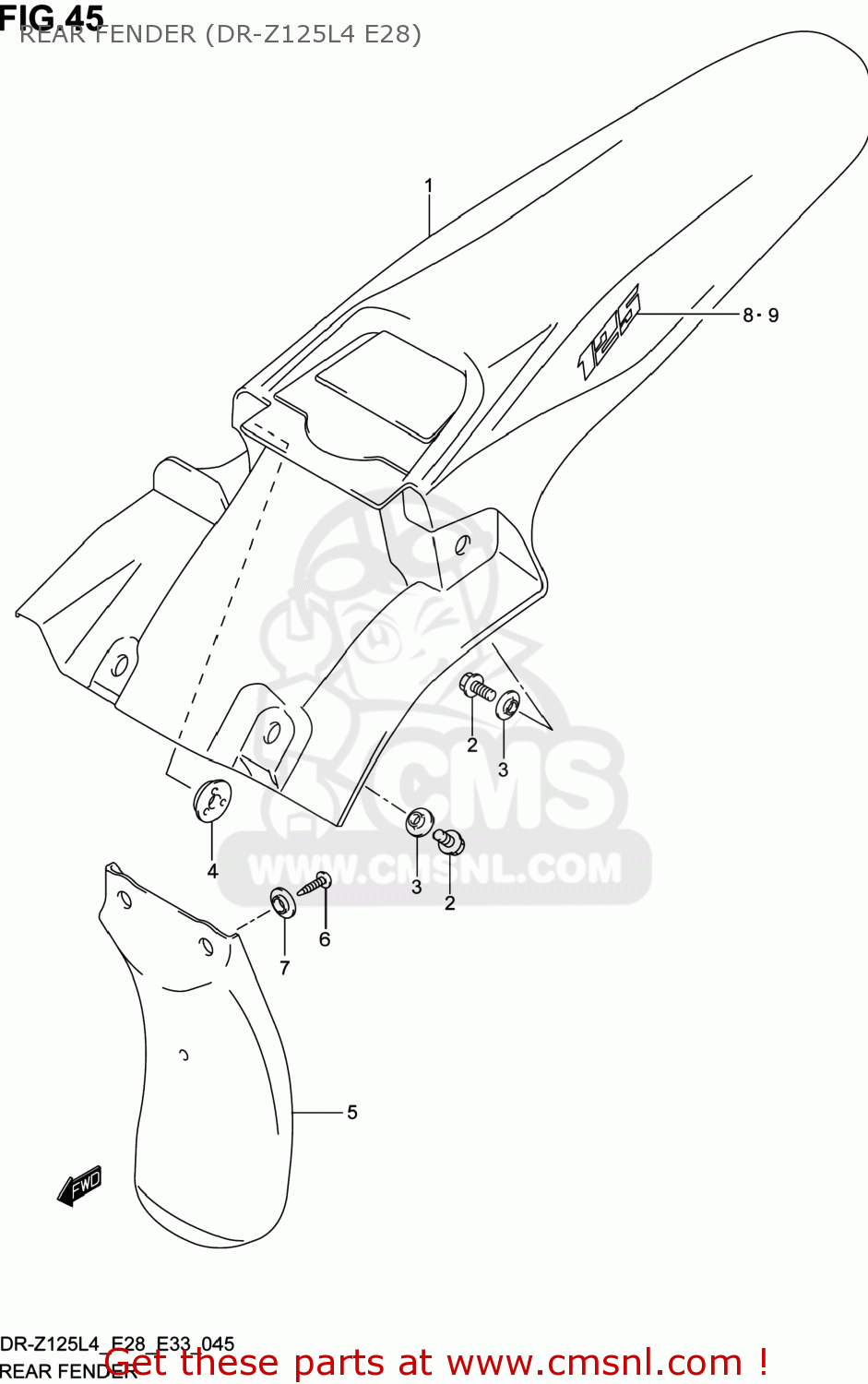 REAR FENDER (DR-Z125L4 E28) DR-Z125L 2014 (L4) USA (E03) DRZ125L DR Z125L