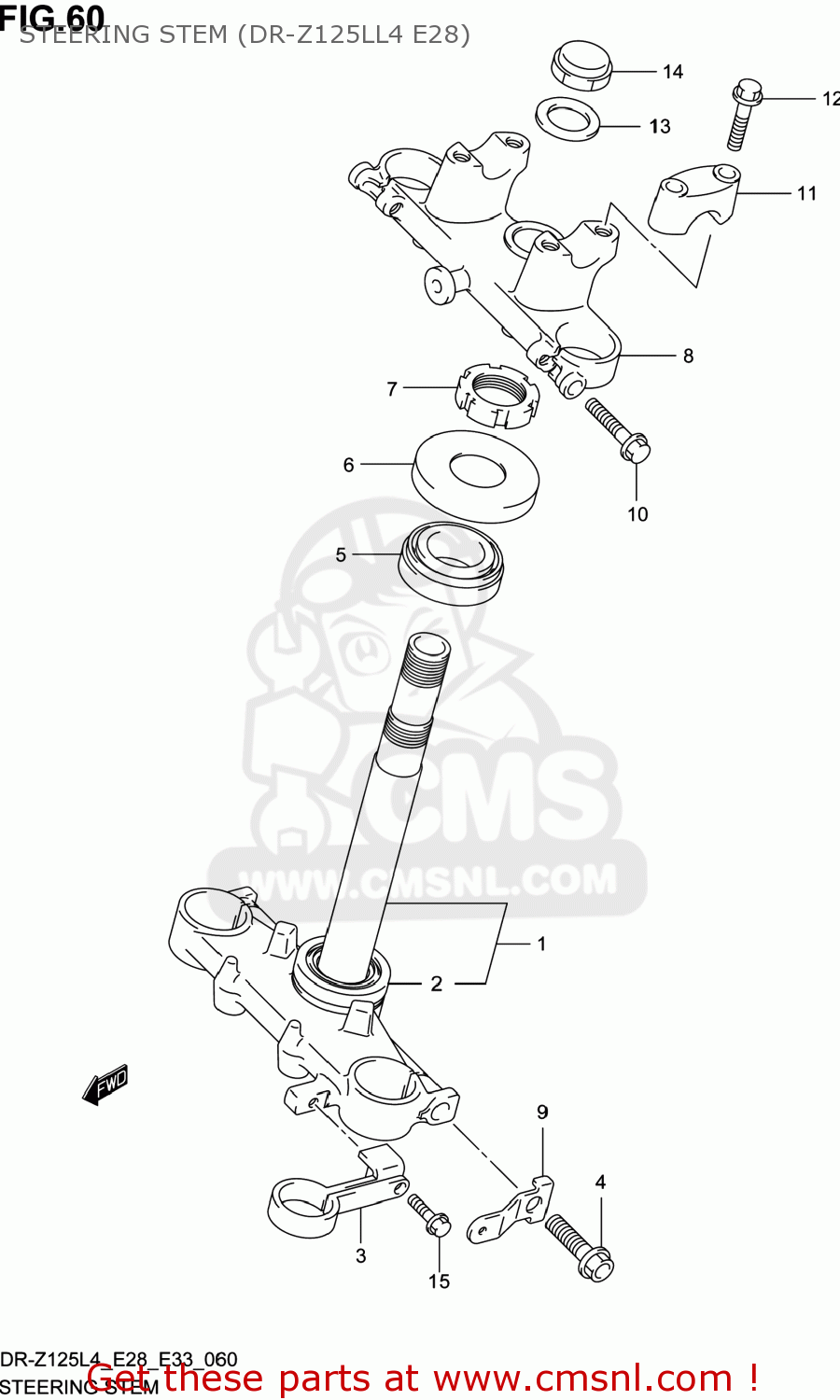 STEERING STEM (DR-Z125LL4 E28) DR-Z125L 2014 (L4) USA (E03) DRZ125L DR Z125L