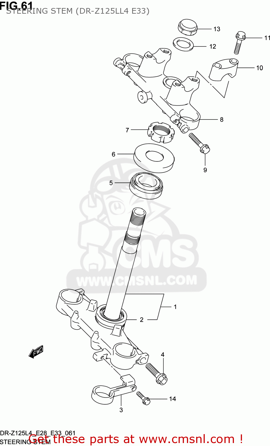 STEERING STEM (DR-Z125LL4 E33) DR-Z125L 2014 (L4) USA (E03) DRZ125L DR Z125L