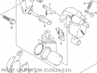 FRONT CALIPER (DR-Z125LL4 E33) - DR-Z125L 2014 (L4) USA (E03) DRZ125L DR Z125L