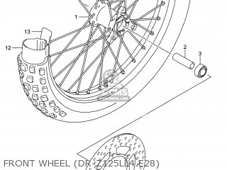 FRONT WHEEL (DR-Z125LL4 E28) - DR-Z125L 2014 (L4) USA (E03) DRZ125L DR Z125L