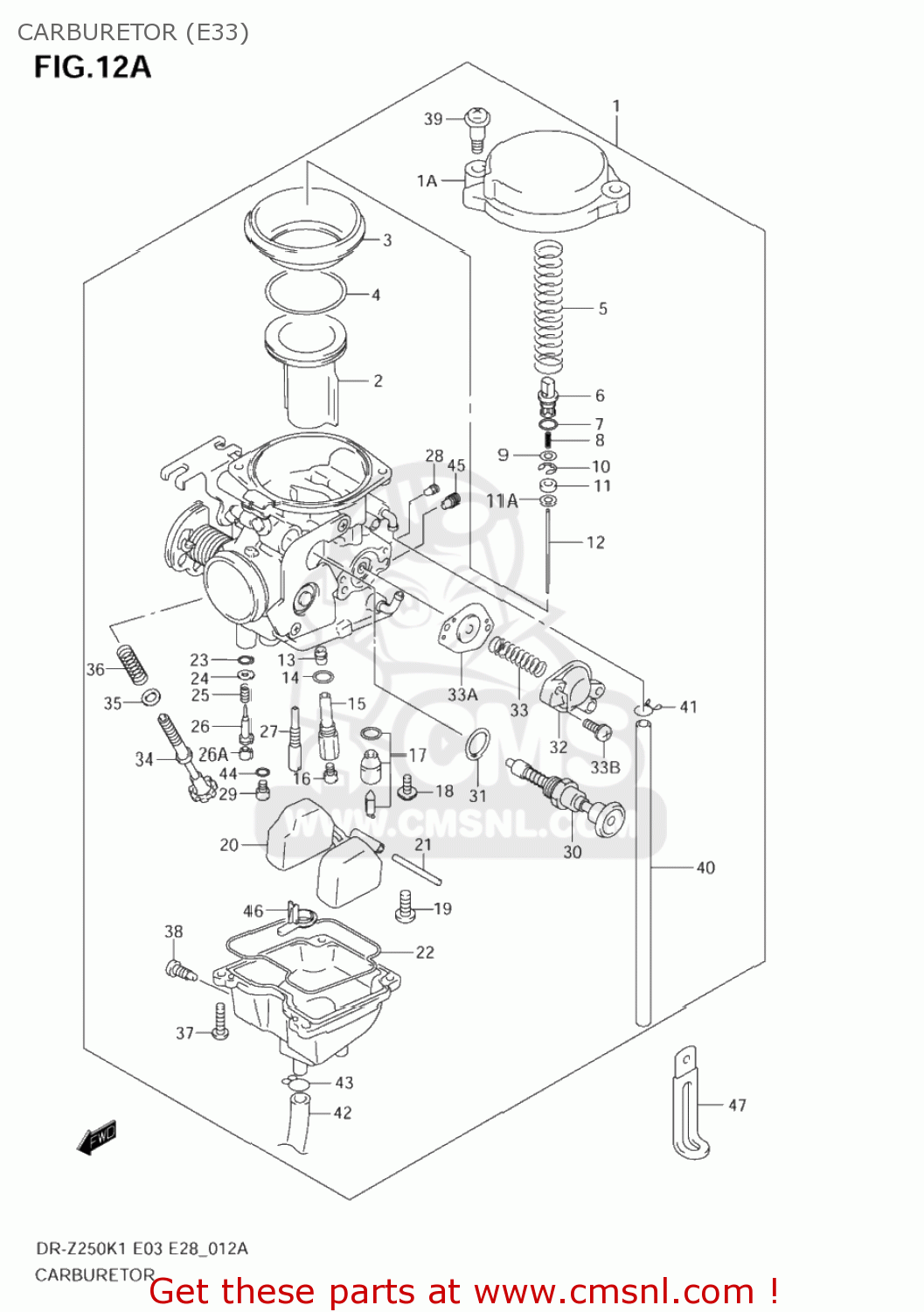 CARBURETOR (E33) DR-Z250 2001 (K1) USA (E03) DRZ250 DR Z250