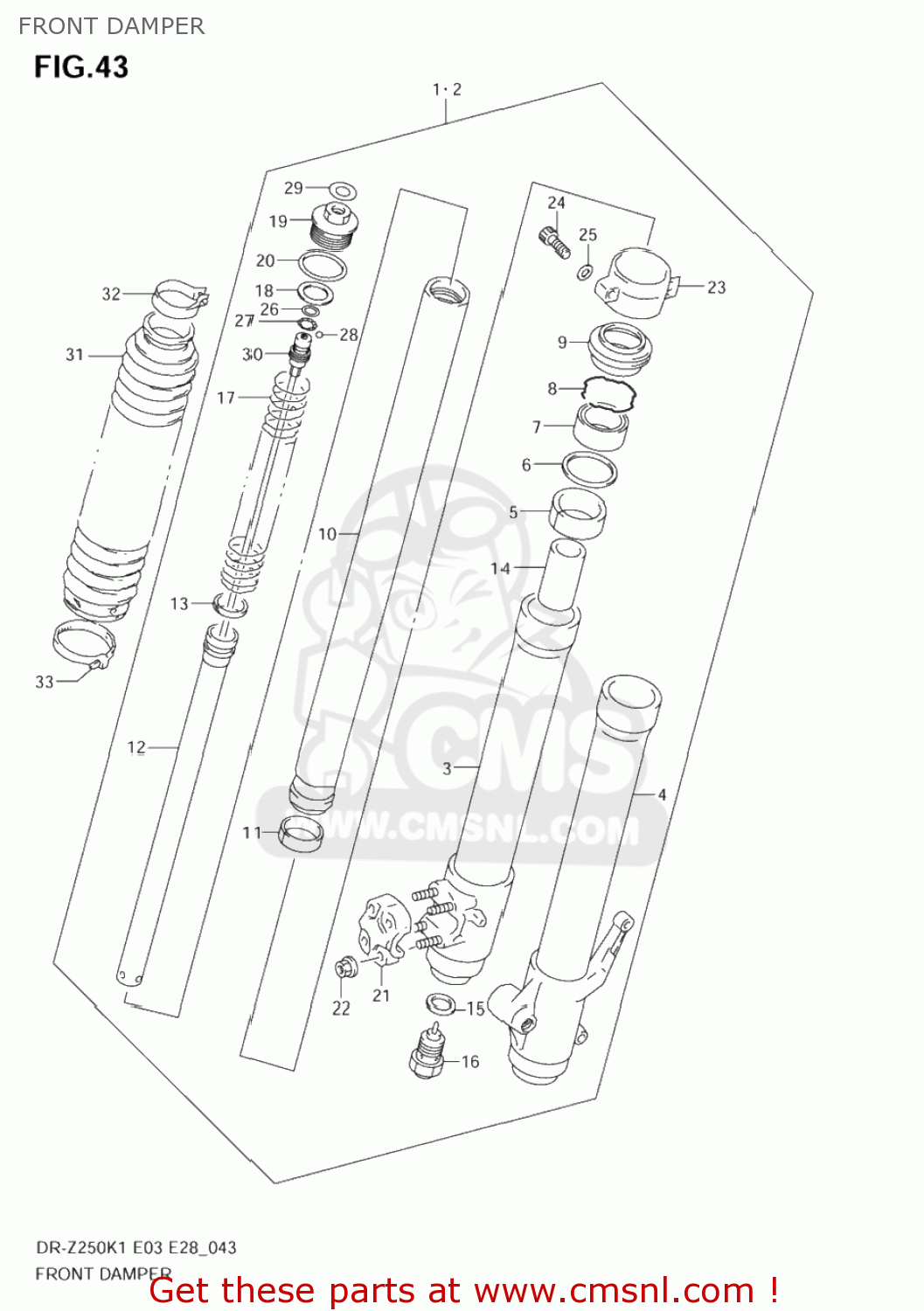 FRONT DAMPER DR-Z250 2001 (K1) USA (E03) DRZ250 DR Z250