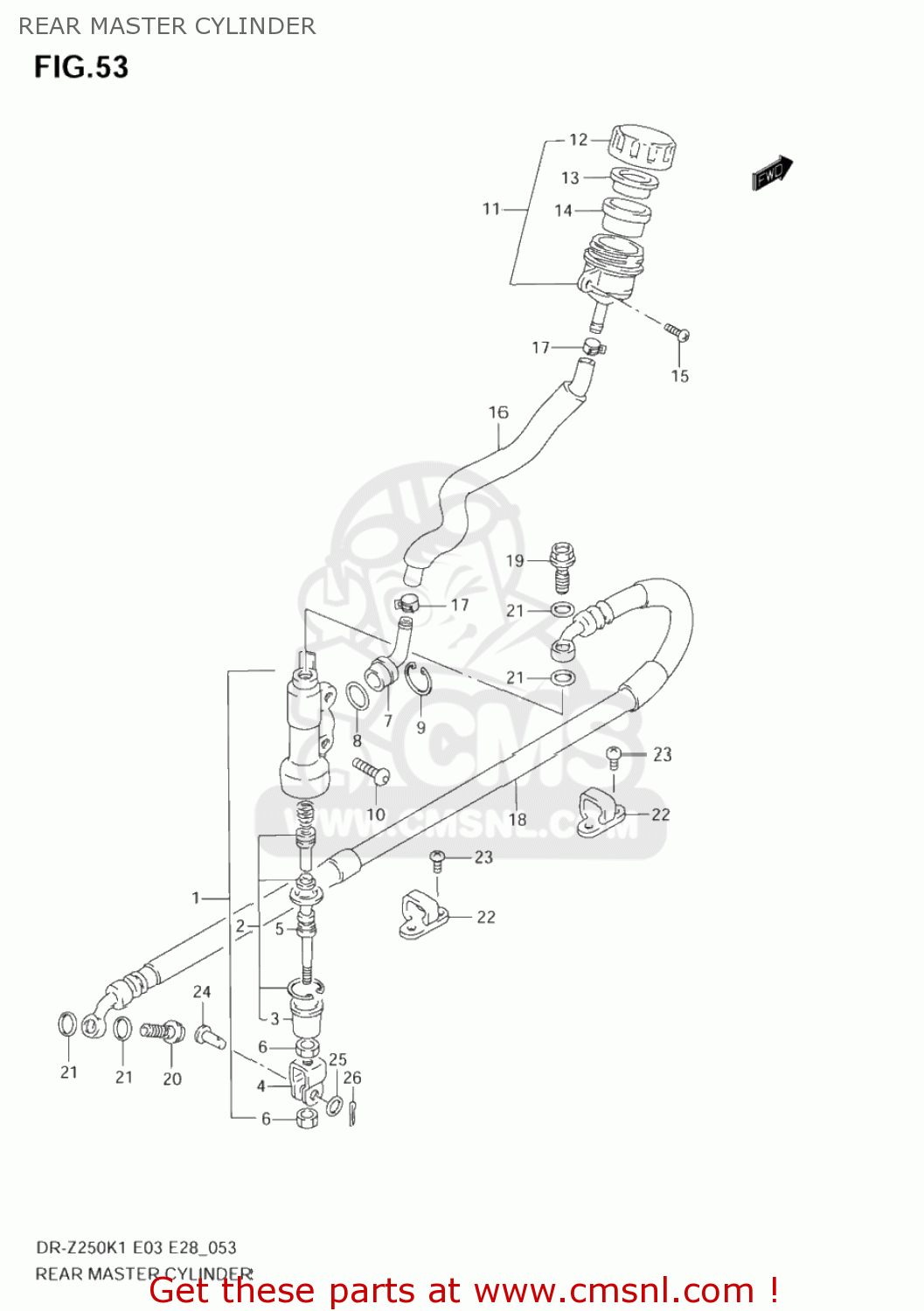 REAR MASTER CYLINDER DR-Z250 2001 (K1) USA (E03) DRZ250 DR Z250