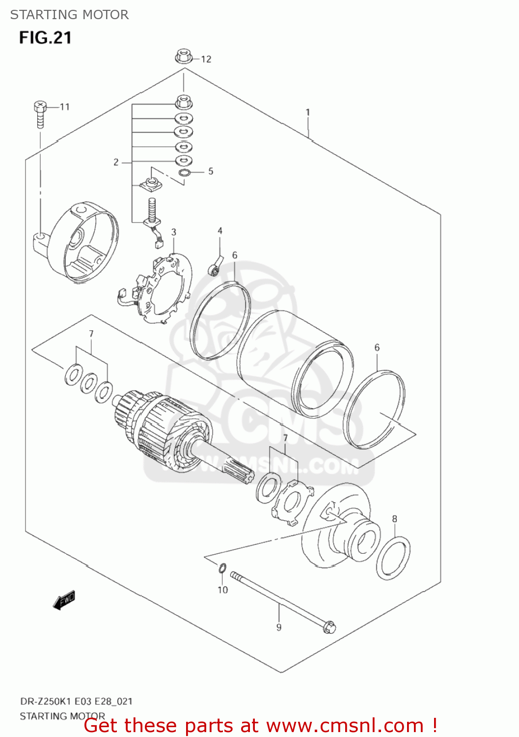 STARTING MOTOR DR-Z250 2001 (K1) USA (E03) DRZ250 DR Z250