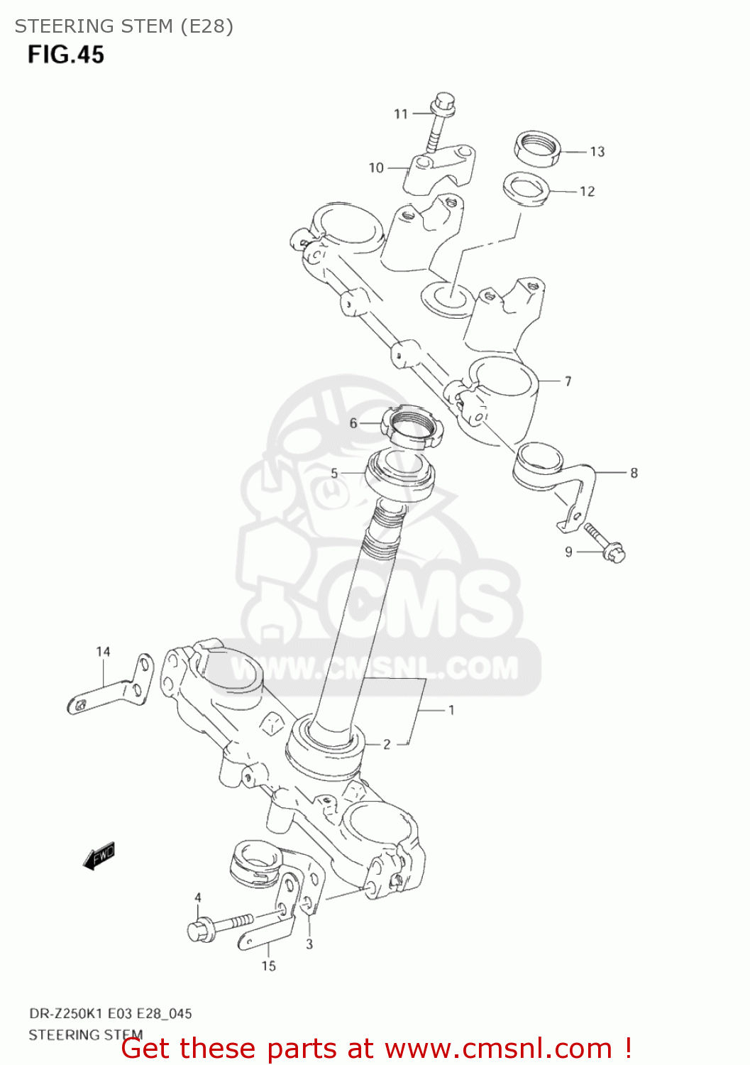 STEERING STEM (E28) DR-Z250 2001 (K1) USA (E03) DRZ250 DR Z250