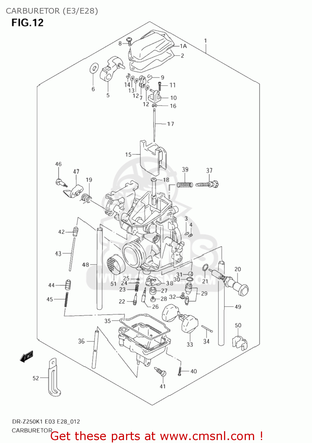 CARBURETOR (E3/E28) DR-Z250 2002 (K2) USA (E03) DRZ250 DR Z250