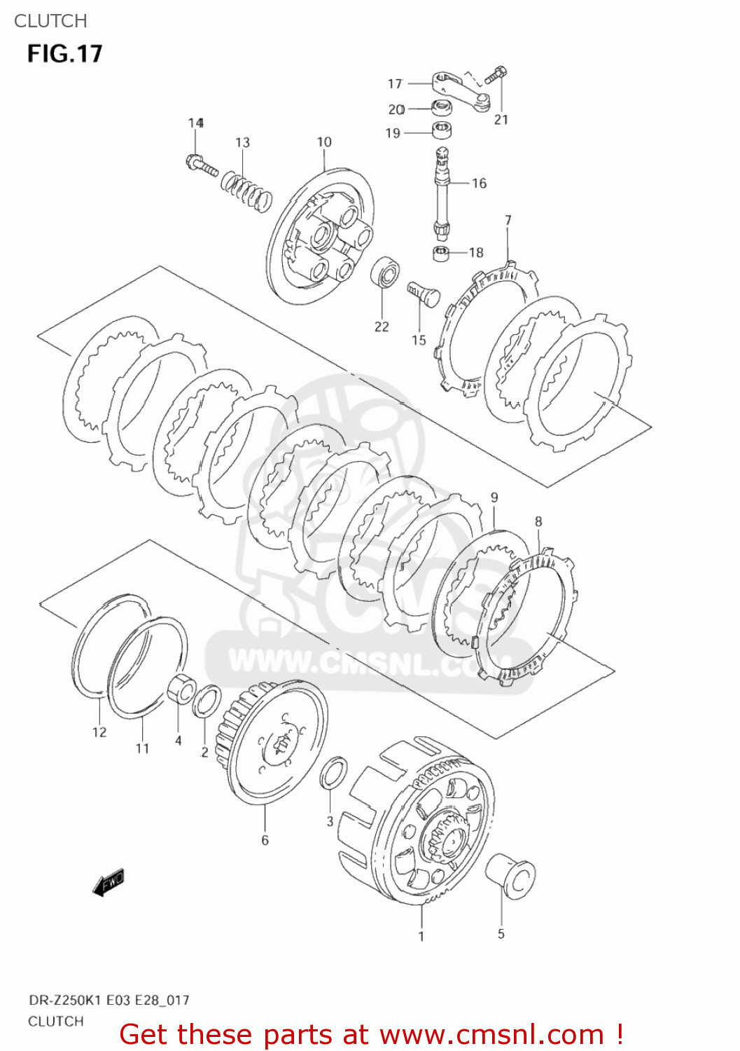 CLUTCH DR-Z250 2002 (K2) USA (E03) DRZ250 DR Z250