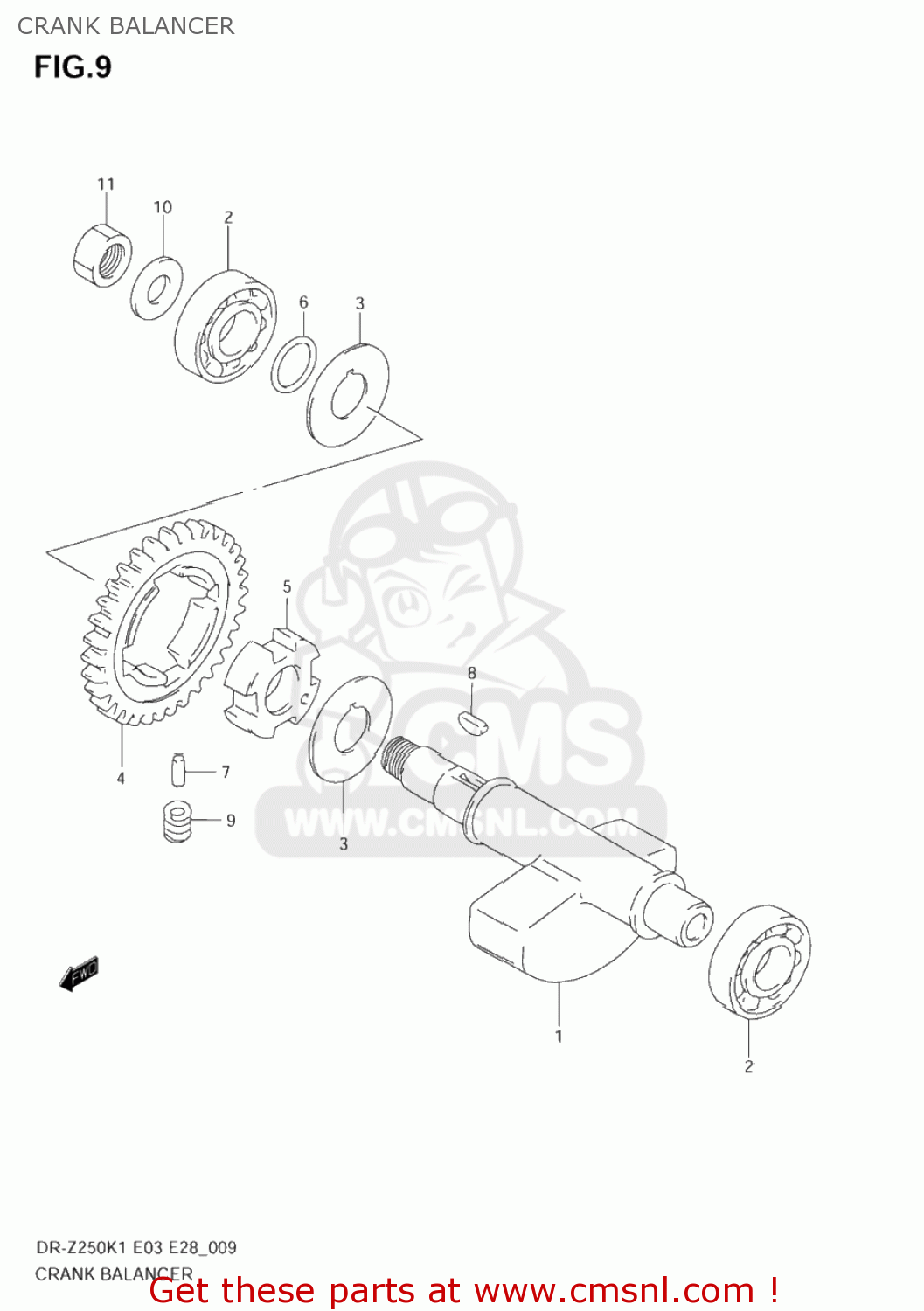 CRANK BALANCER DR-Z250 2002 (K2) USA (E03) DRZ250 DR Z250