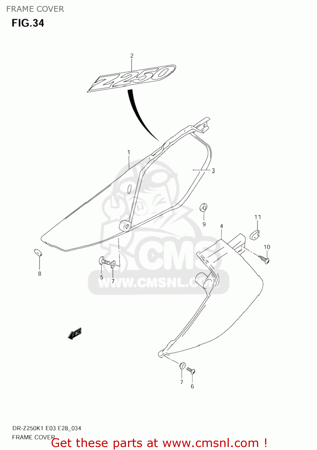 FRAME COVER DR-Z250 2002 (K2) USA (E03) DRZ250 DR Z250