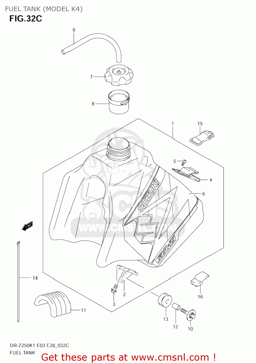 FUEL TANK (MODEL K4) DR-Z250 2002 (K2) USA (E03) DRZ250 DR Z250