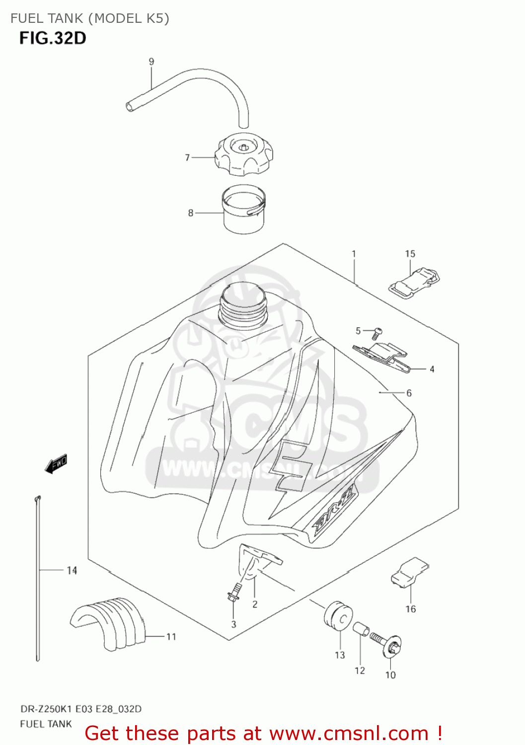 FUEL TANK (MODEL K5) DR-Z250 2002 (K2) USA (E03) DRZ250 DR Z250