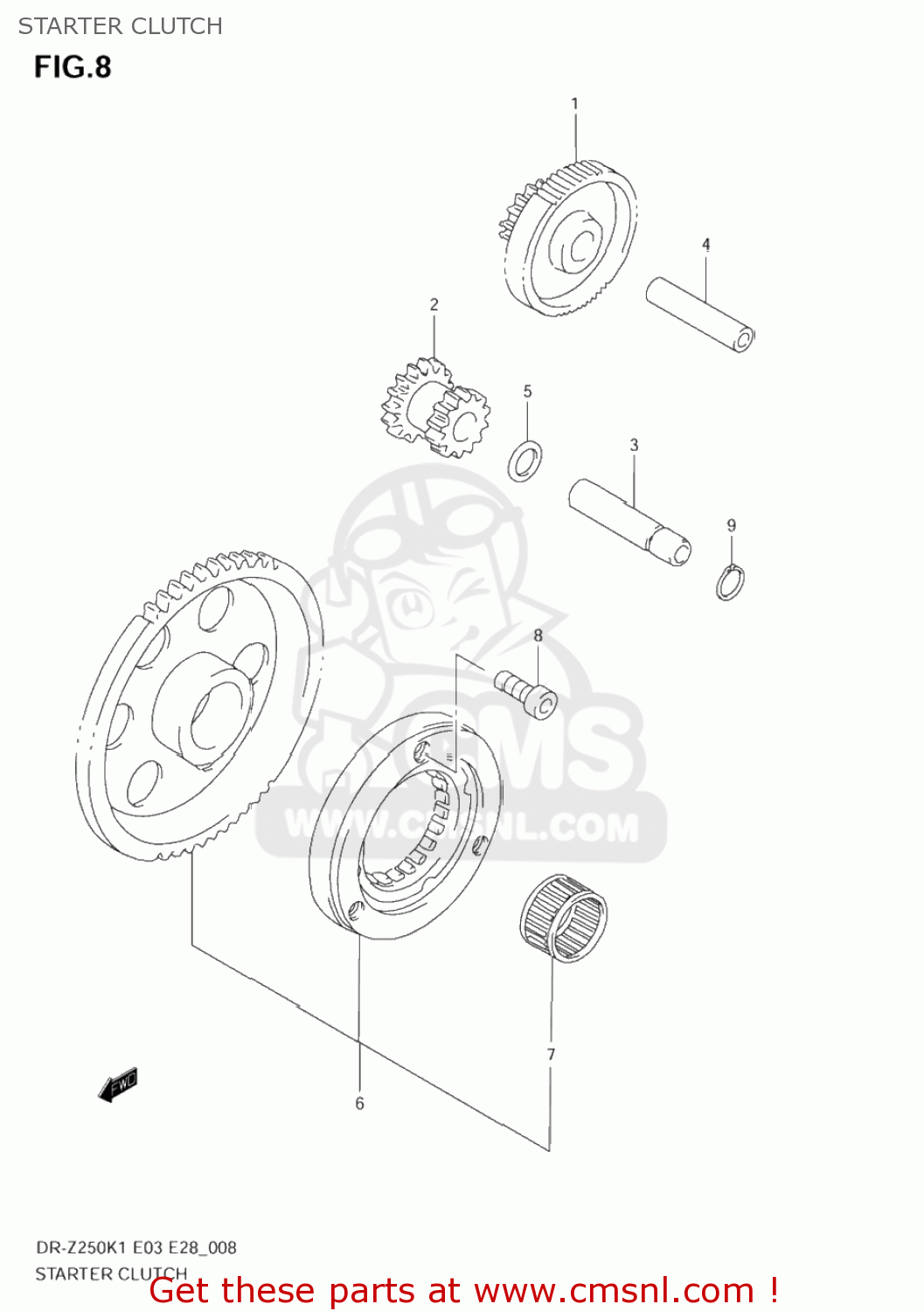 STARTER CLUTCH DR-Z250 2002 (K2) USA (E03) DRZ250 DR Z250