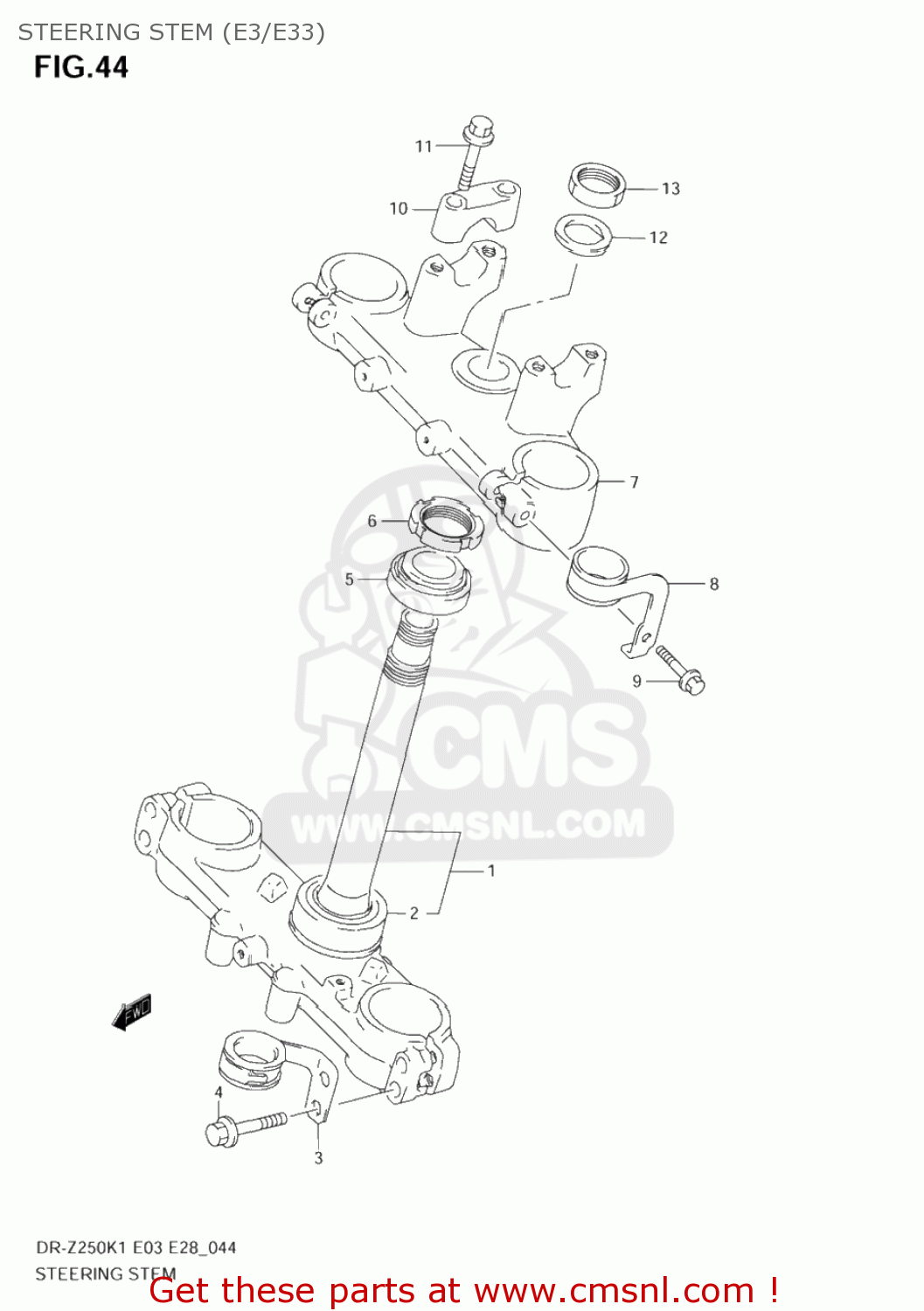 STEERING STEM (E3/E33) DR-Z250 2002 (K2) USA (E03) DRZ250 DR Z250