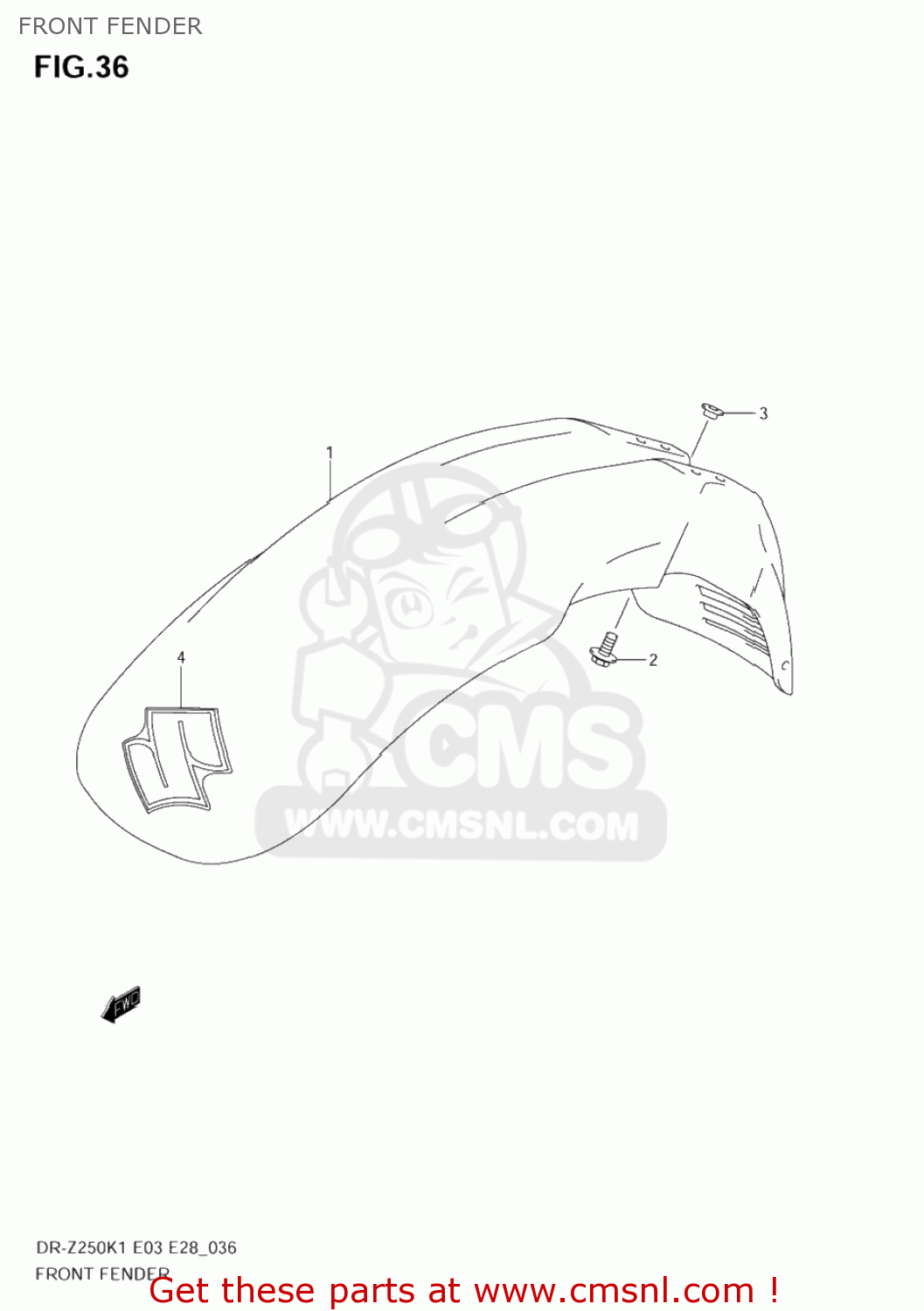 FRONT FENDER DR-Z250 2003 (K3) USA (E03) DRZ250 DR Z250