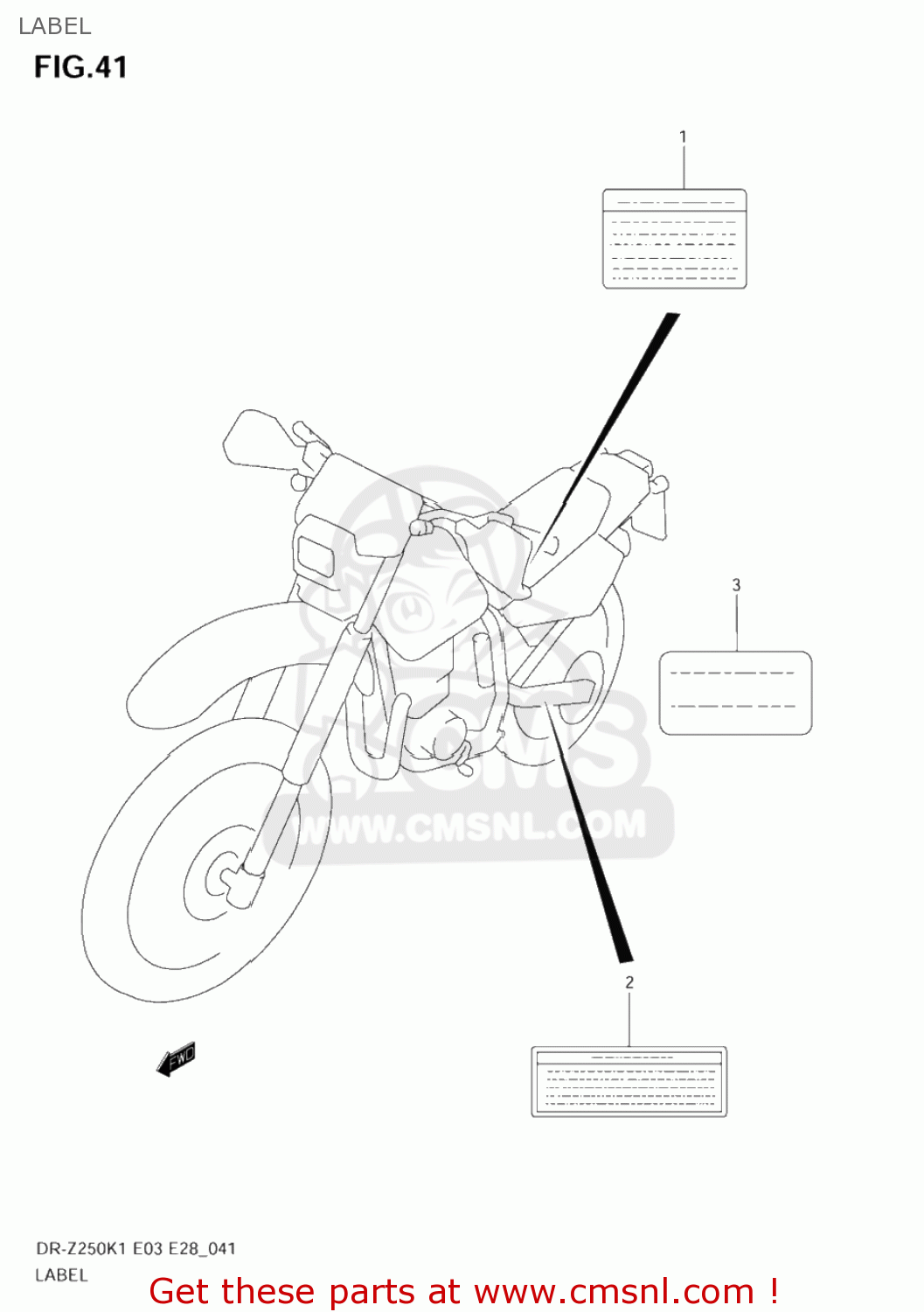 LABEL DR-Z250 2003 (K3) USA (E03) DRZ250 DR Z250