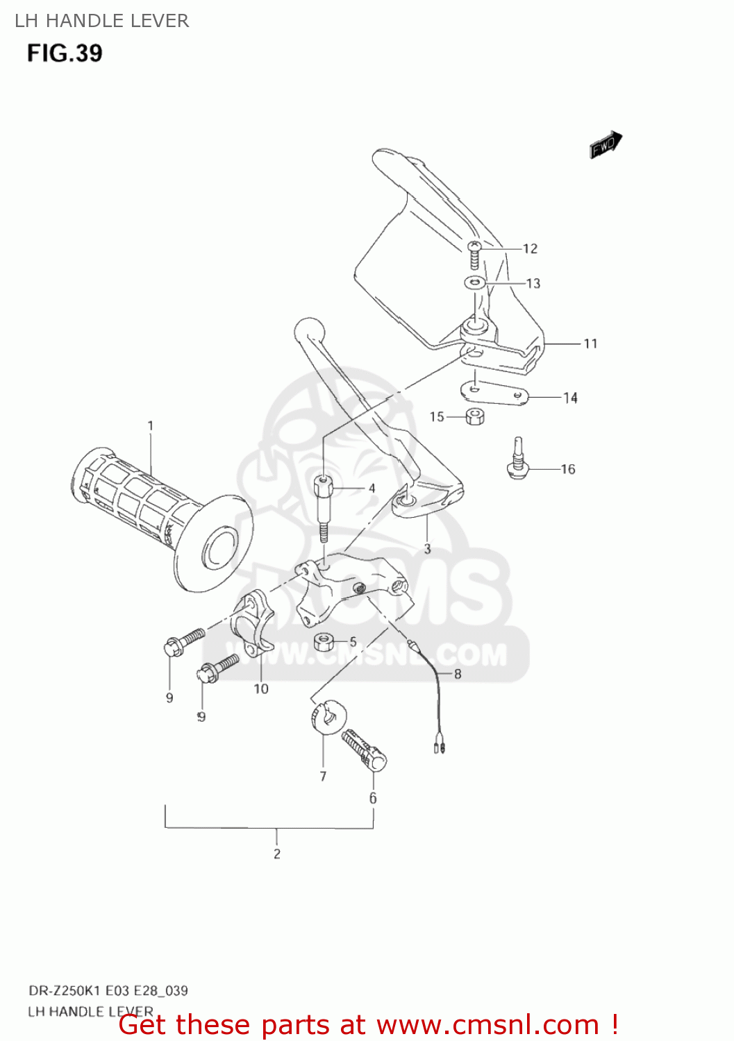 LH HANDLE LEVER DR-Z250 2003 (K3) USA (E03) DRZ250 DR Z250