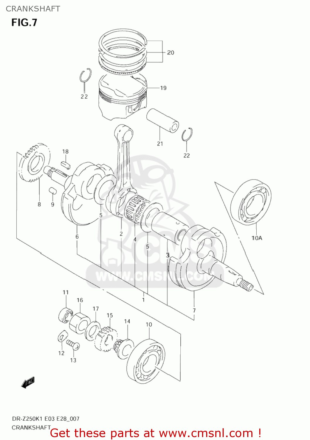 CRANKSHAFT DR-Z250 2004 (K4) USA (E03) DRZ250 DR Z250