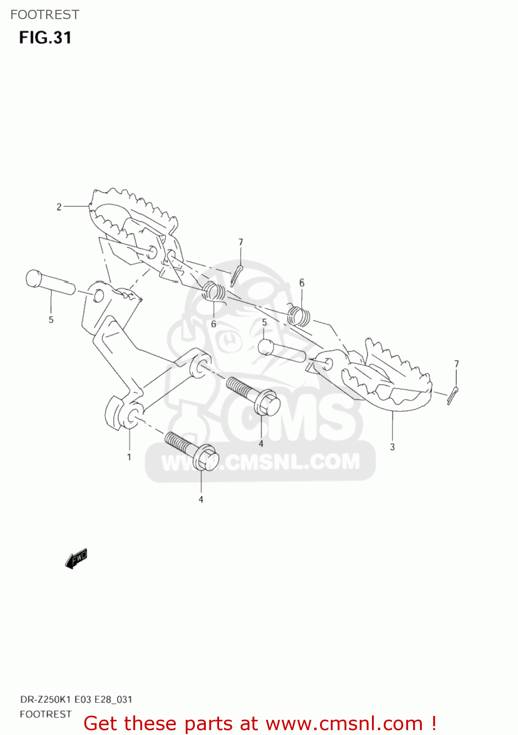 FOOTREST DR-Z250 2004 (K4) USA (E03) DRZ250 DR Z250