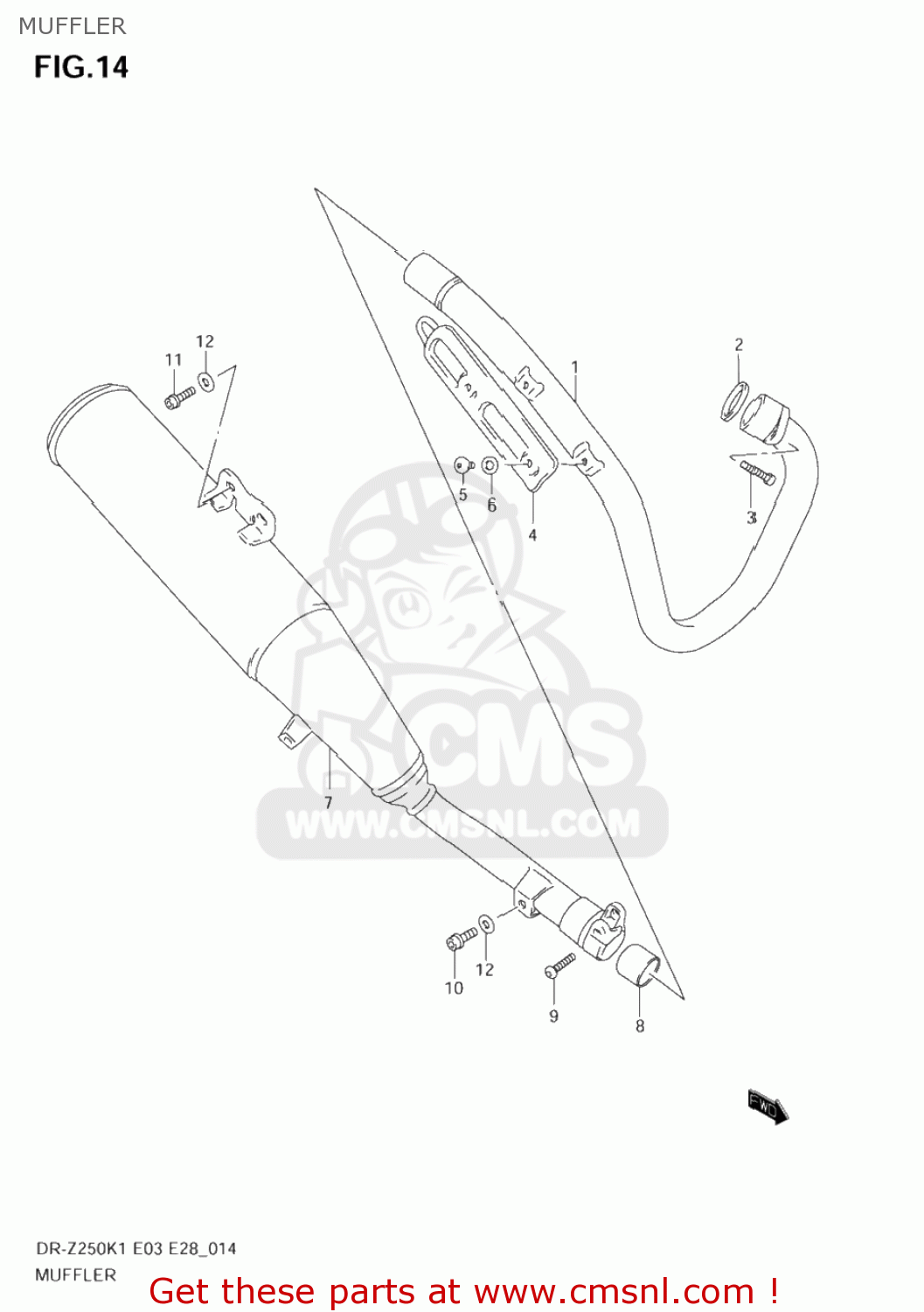 MUFFLER DR-Z250 2004 (K4) USA (E03) DRZ250 DR Z250