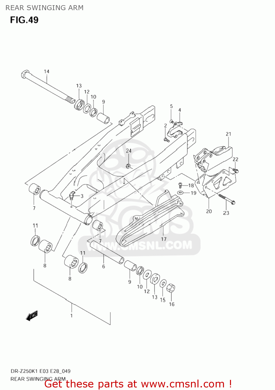 REAR SWINGING ARM DR-Z250 2004 (K4) USA (E03) DRZ250 DR Z250