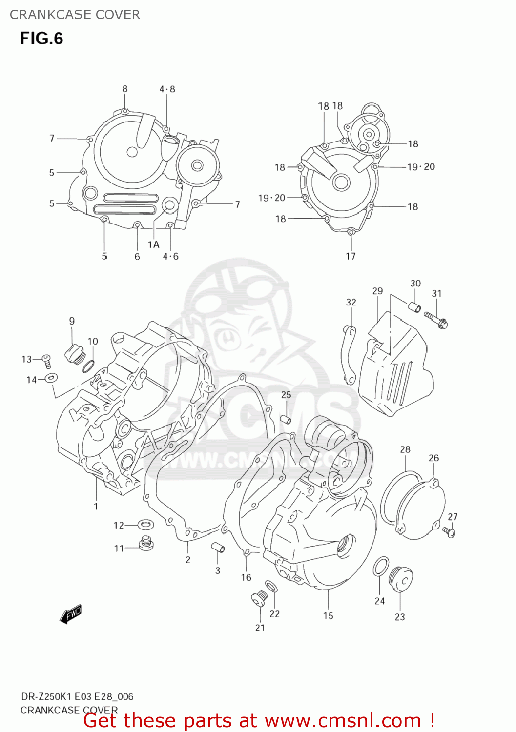 CRANKCASE COVER DR-Z250 2005 (K5) USA (E03) DRZ250 DR Z250