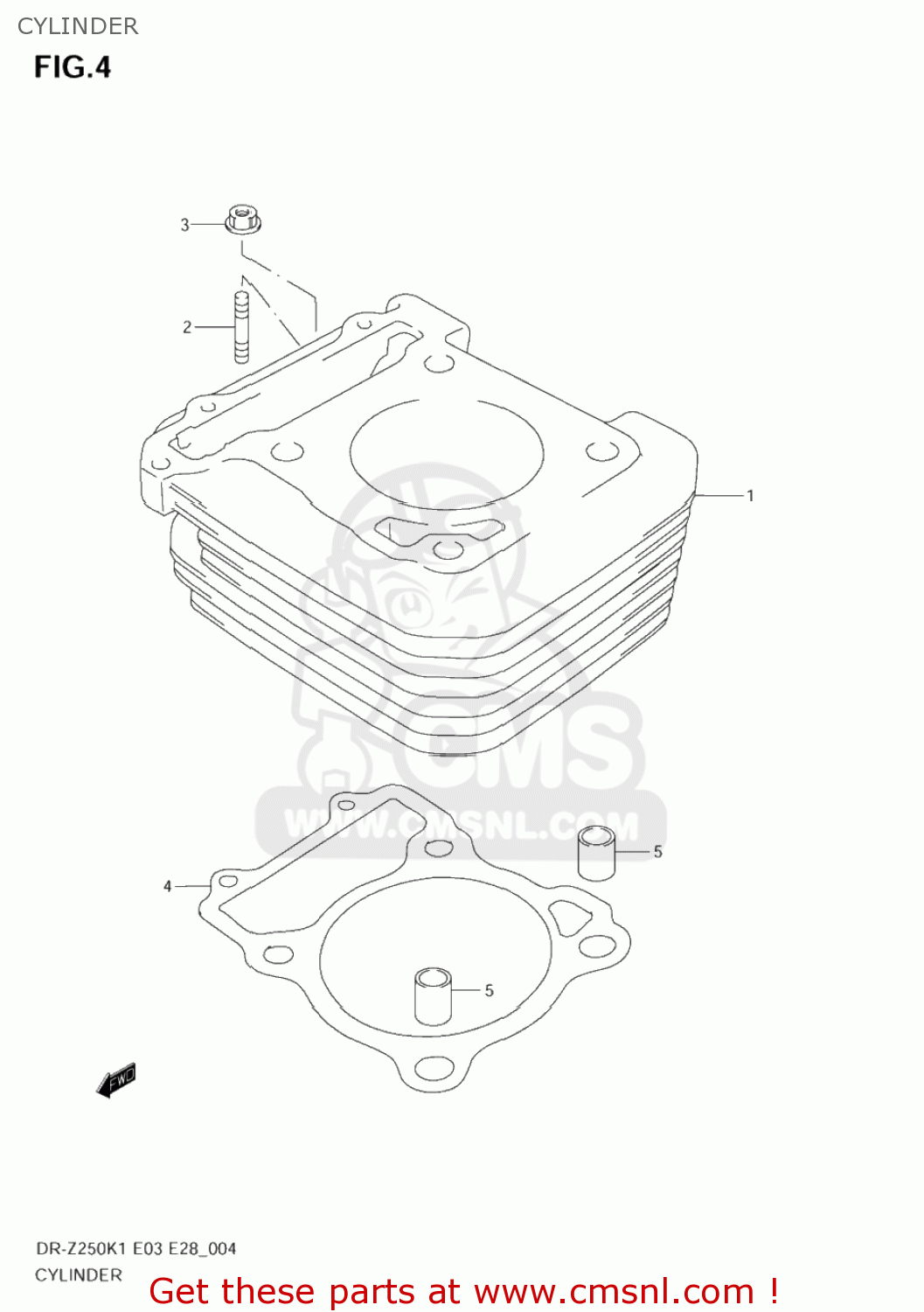 CYLINDER DR-Z250 2005 (K5) USA (E03) DRZ250 DR Z250