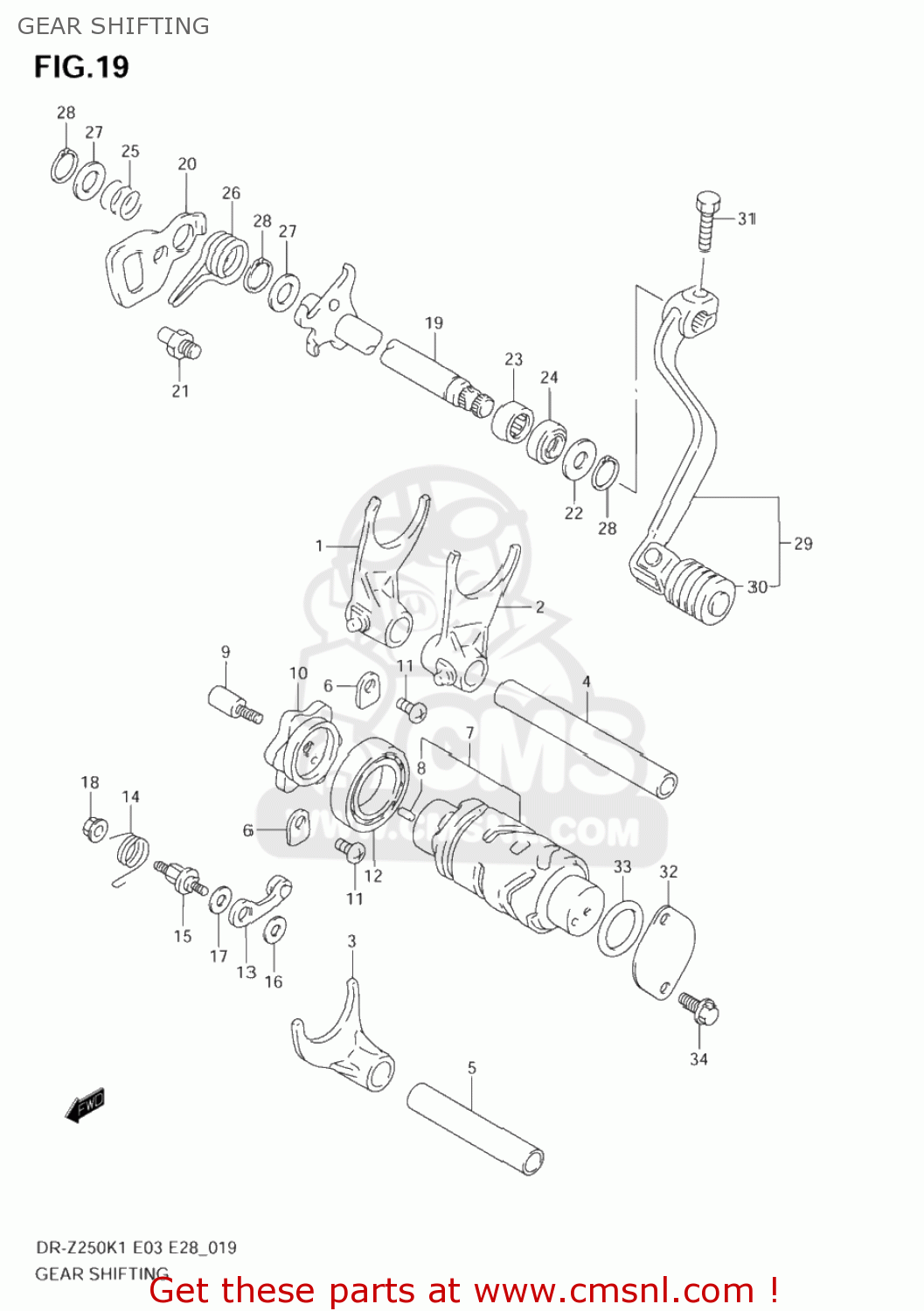 GEAR SHIFTING DR-Z250 2005 (K5) USA (E03) DRZ250 DR Z250