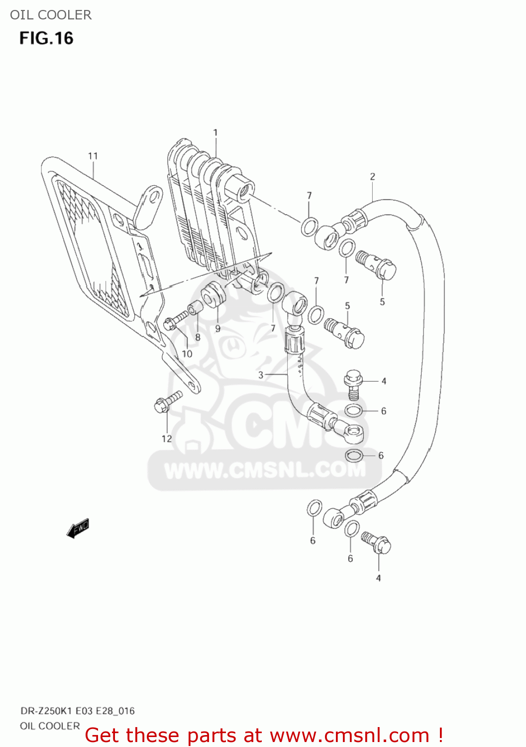 OIL COOLER DR-Z250 2005 (K5) USA (E03) DRZ250 DR Z250