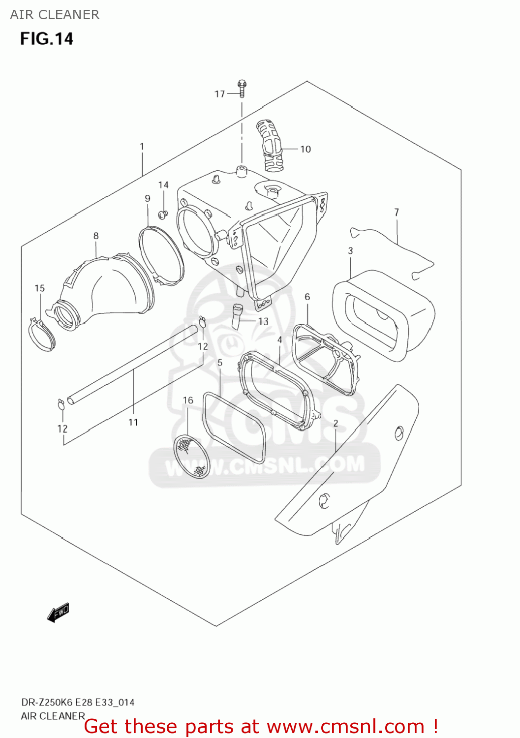AIR CLEANER DR-Z250 2006 (K6) USA (E03) DRZ250 DR Z250