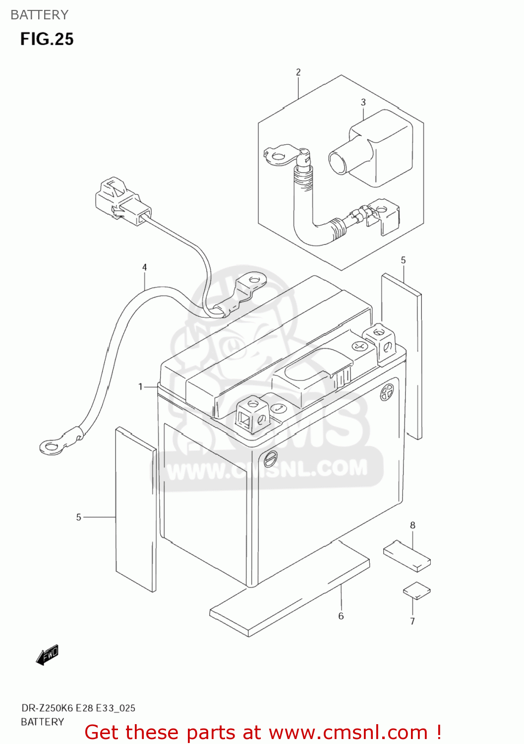 BATTERY DR-Z250 2006 (K6) USA (E03) DRZ250 DR Z250