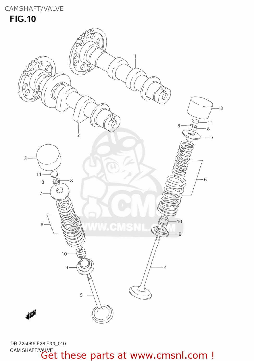 CAMSHAFT/VALVE DR-Z250 2006 (K6) USA (E03) DRZ250 DR Z250