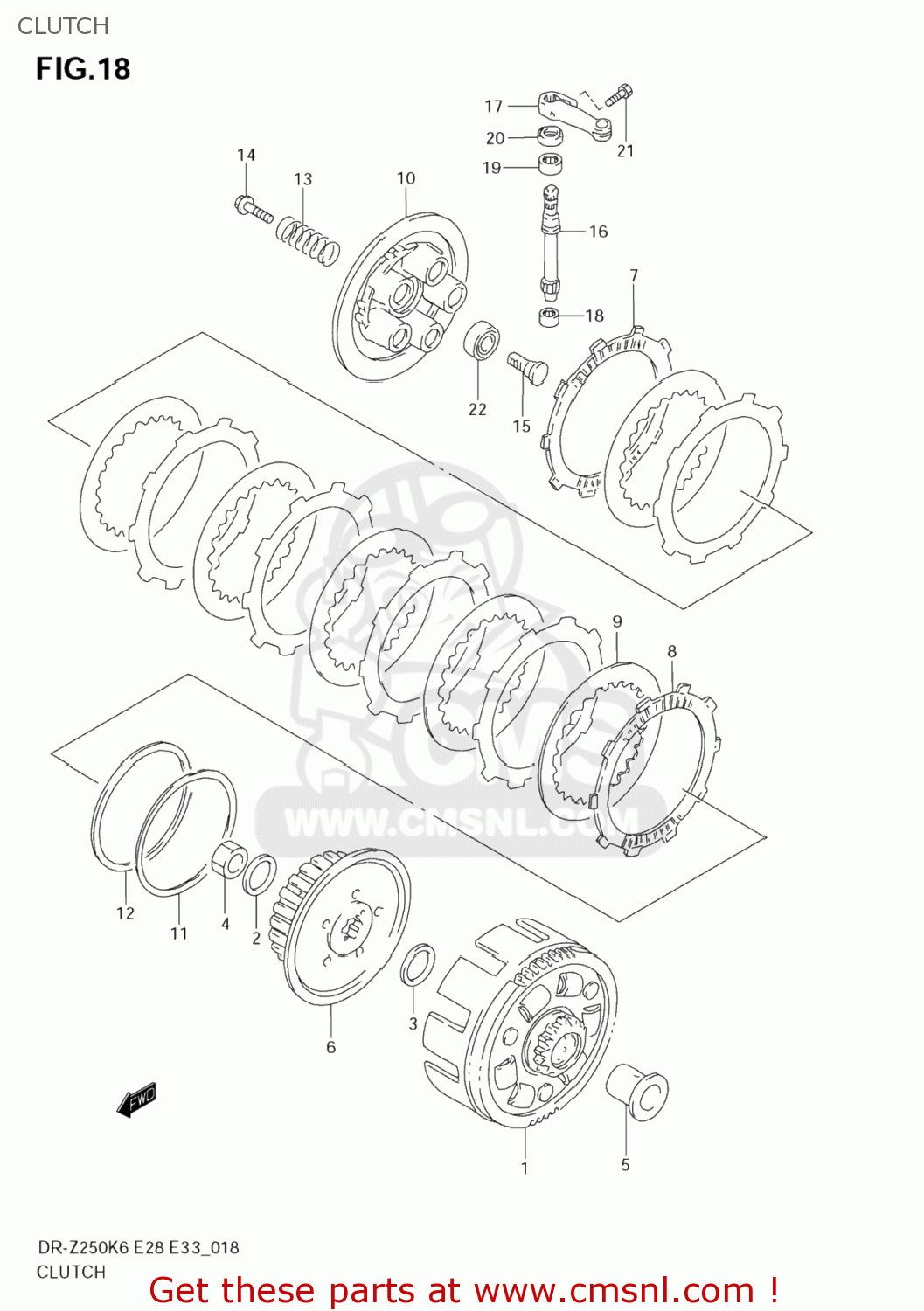 CLUTCH DR-Z250 2006 (K6) USA (E03) DRZ250 DR Z250