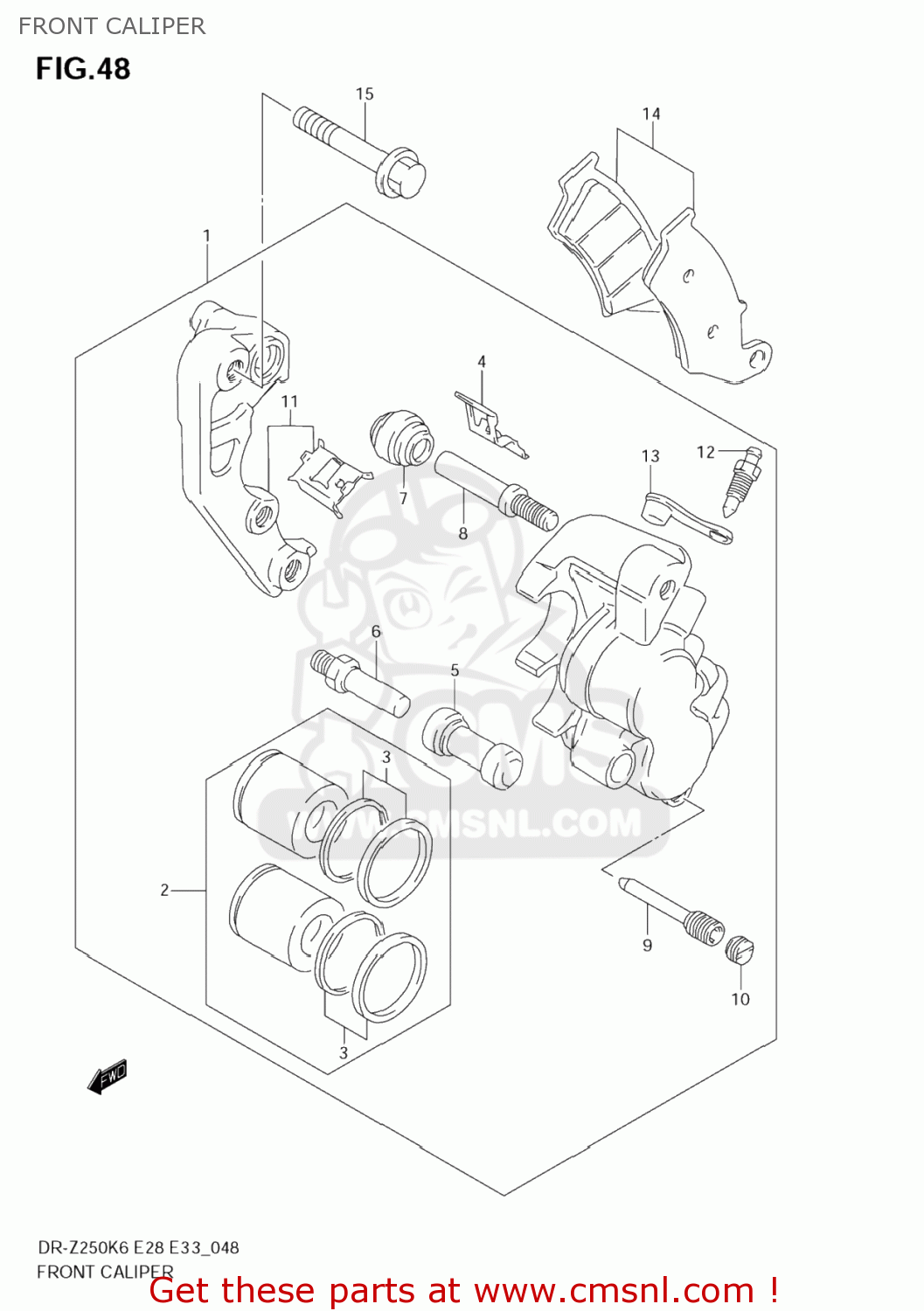 FRONT CALIPER DR-Z250 2006 (K6) USA (E03) DRZ250 DR Z250